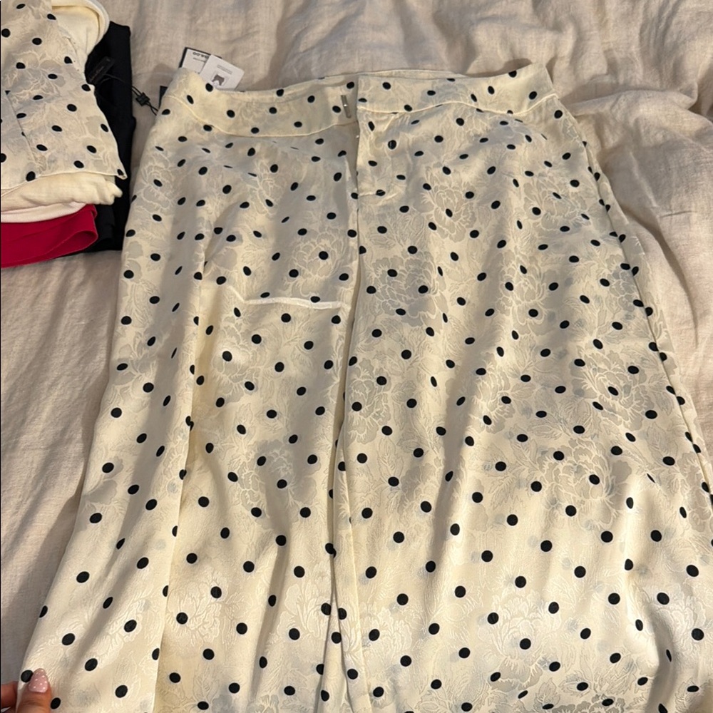 Princess Polly Cream Polka Dot Straight Leg Pants